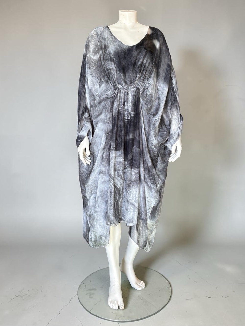 NT by Amati Silk Blend Marble Gray Cacoon Kaftan Flowy Dress Medium ArtToWear